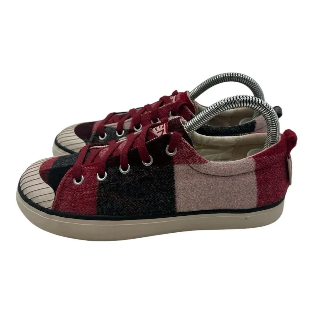 Keen Elsa Sneakers Women's Size 7 Red Gray Buffalo‎ Plaid Lace Up Shoes 1017968